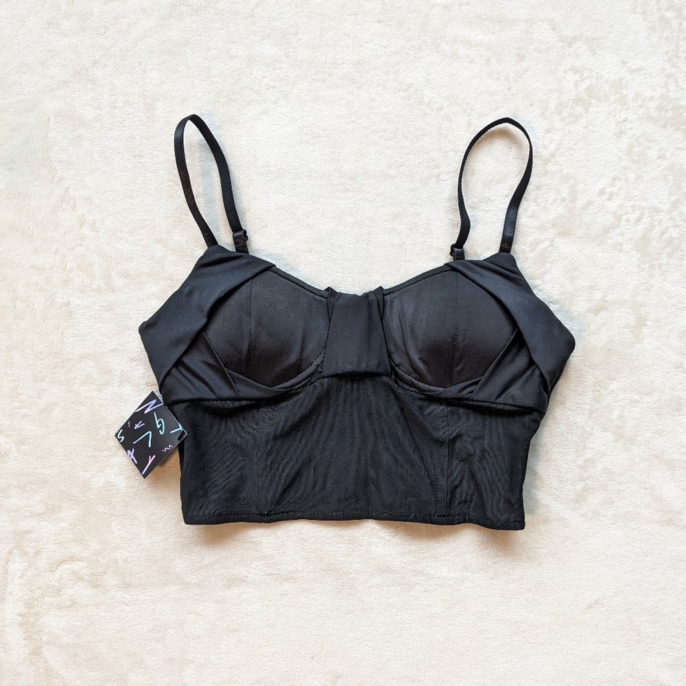 NWT Nasty Gal Corset Crop Top black xs